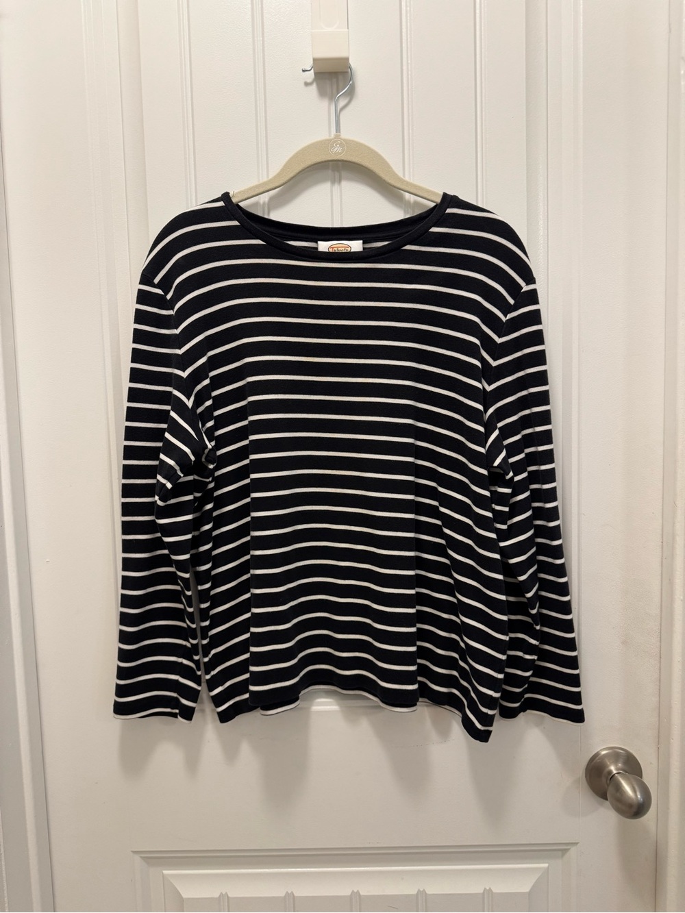 Talbots Women Black White
Striped Long Sleeve Tee
Crewneck Cotton Classic Sz 2X